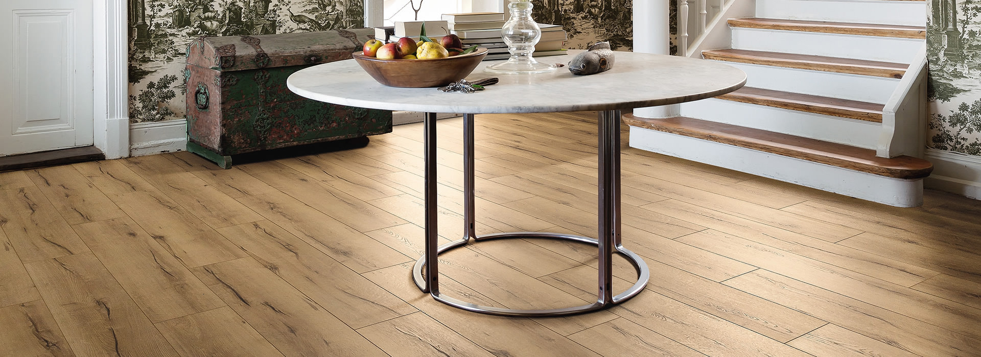 Ламинат Haro Tritty 100 Campus 4V Дуб Италика Крем 532060 1282×243×8 фото в интерьере